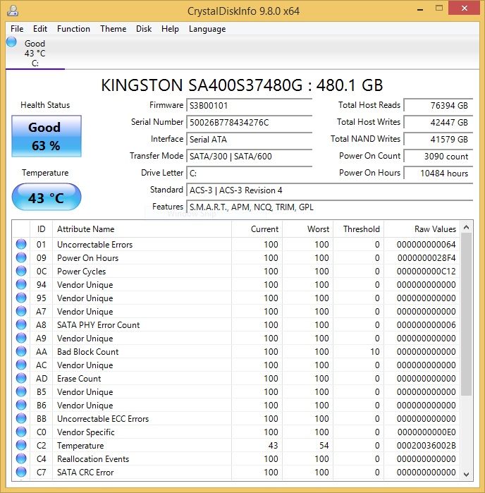 SSD SATA Kingston 480GB