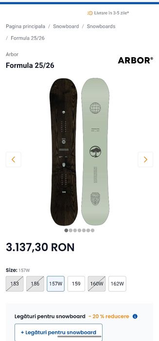 Vand snowboard arbor NOU