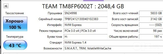 Продаю свой SSD Teamgroup MP33 2TB NVME