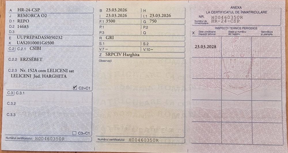 De vânzare trailer,platformra auto dublu 2 masini cu 3 axe