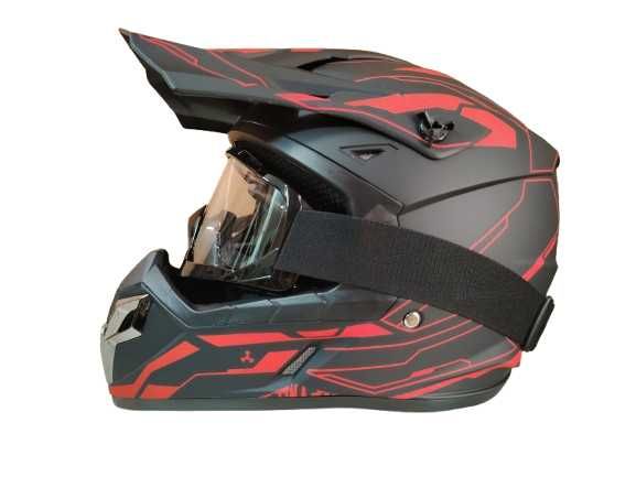 Каска Крос Мотор/Скутер/Бъги/Вело/АТВ с очила