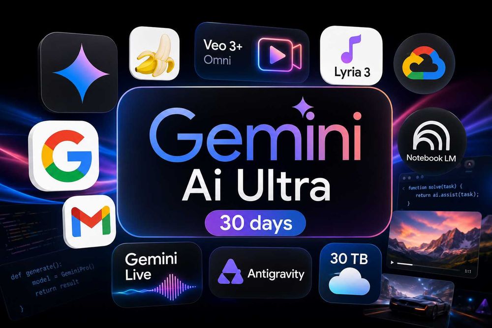 Подписка на Ai Gemini Ultra Floe VEO Antigravity Nano Banana 30дней