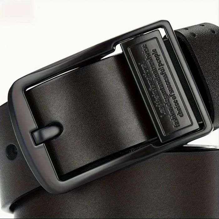 Мъжки кожени колани с двойна и квадратна катарама /Черна естест. кожа!