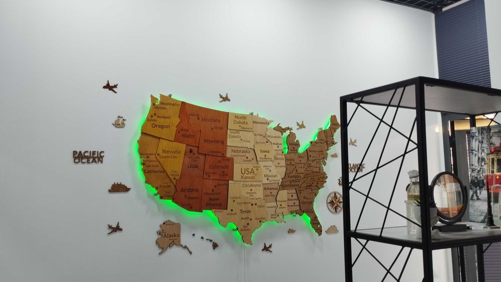 3d karta, USA map, 3Д карта США, 3D Yog‘och AQSH Xaritasi