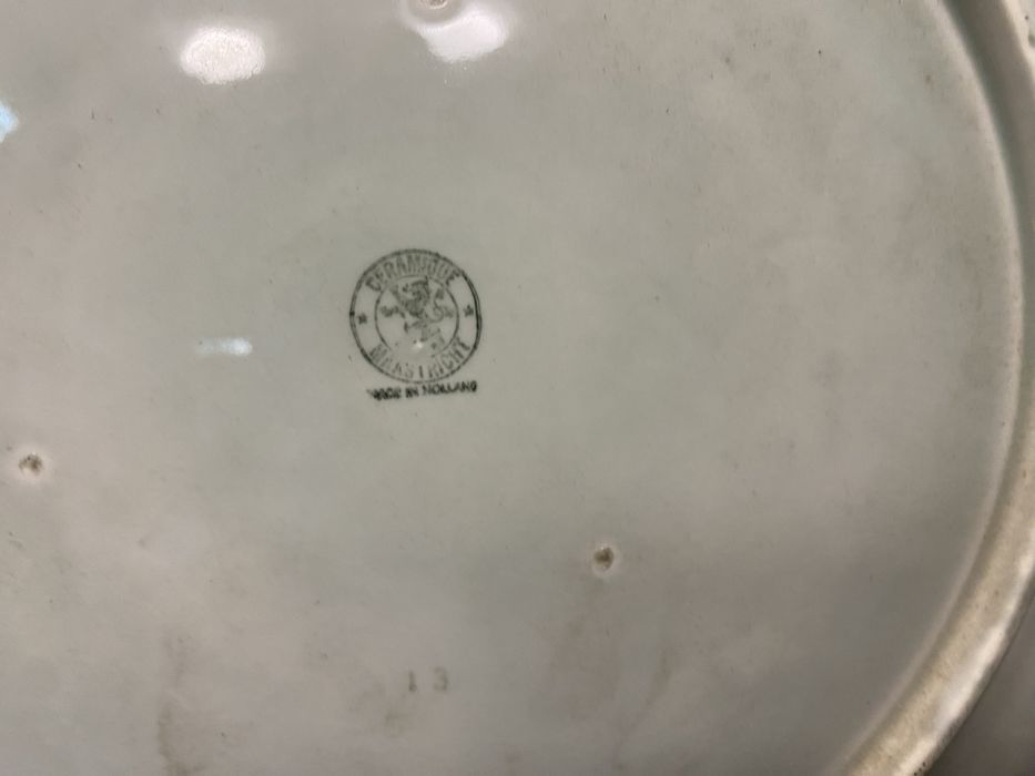 Голяма порцеланова Delft Blau чиния 40 см Holland 1920-1950