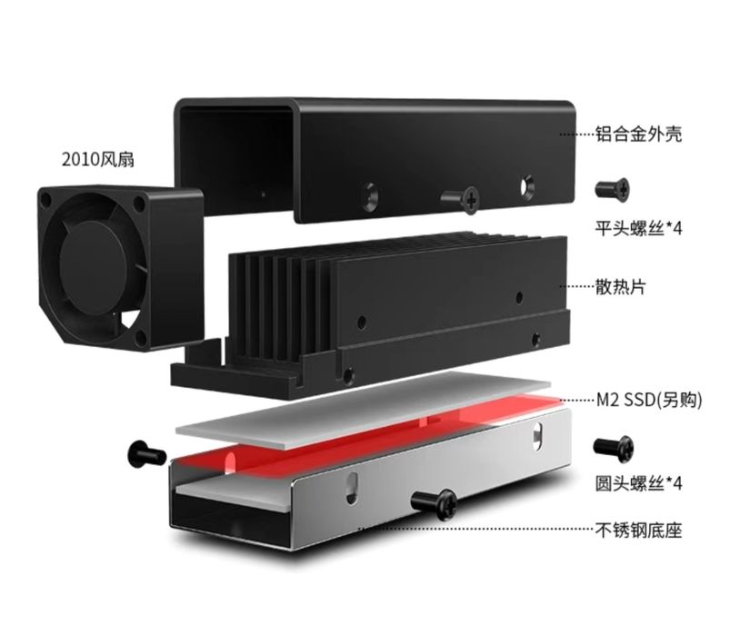 Радиатор охлаждения для SSD NVMe Jiushark M.2 two