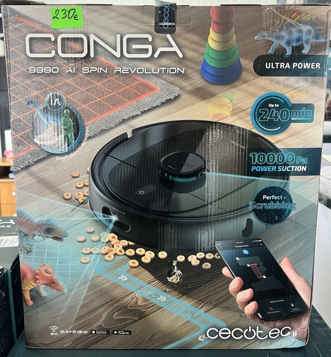!Нова! Безжична Вертикална прахосмукачка Cecotec Scoba 2100 Station, 210W, 20kPa безжична 1.55кг със станция за самоизпразване