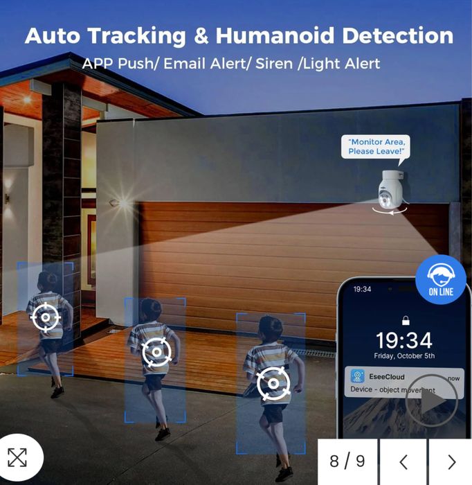 Kit de Supraveghere, Wireless, Hiseeu, 5MP,  4 Camere, IP66, Alexa