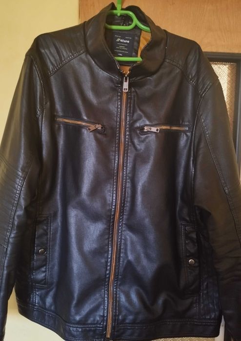 Мъжко черно кожено яке размер 2XL