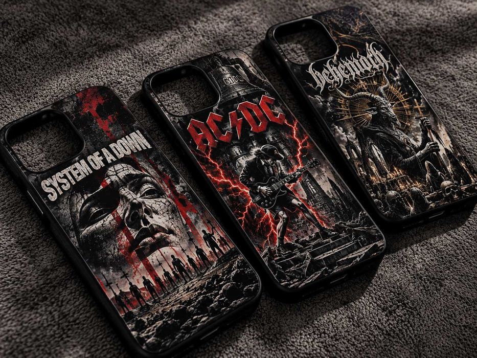 Премиум кейсове за Айфон с вашата любима рок/метъл група iPhone 14/15/16/17 pro, pro max / възможна персонализация / супер подарък