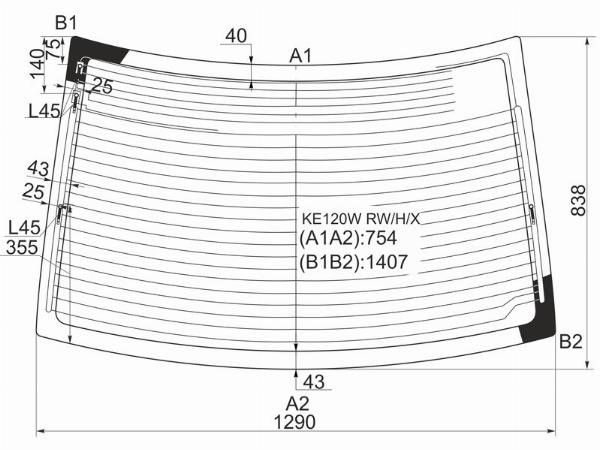 Стекло заднее с обогревом  Toyota Corolla