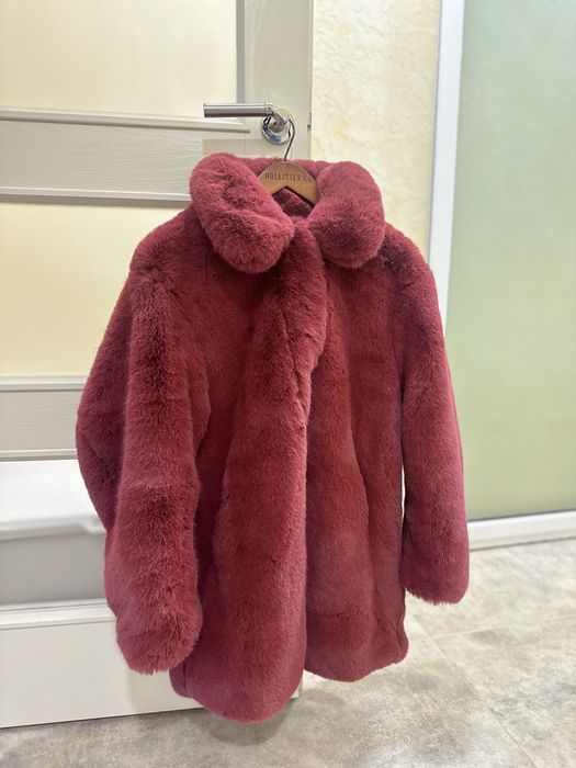 Розово палто с косъм