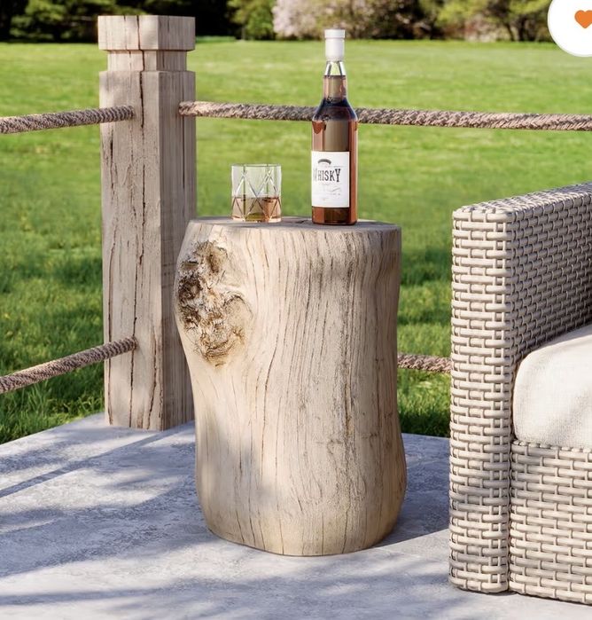 Masă laterală HOMPUS – aspect lemn natural | Pentru grădină, balcon și terasă | Nouă