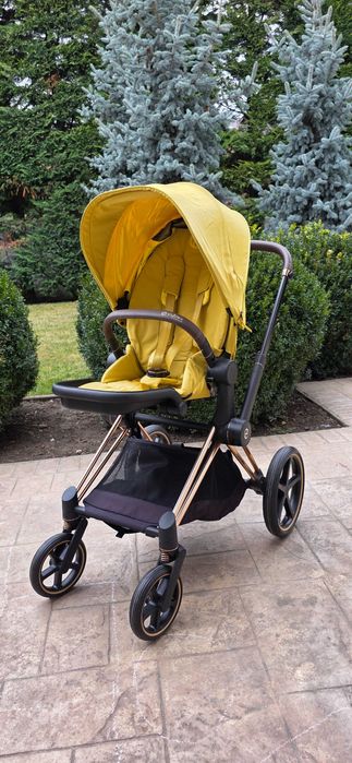 Carucior Cybex Priam Platinum 4.0, Mustard Yellow cu cadru Rosegold