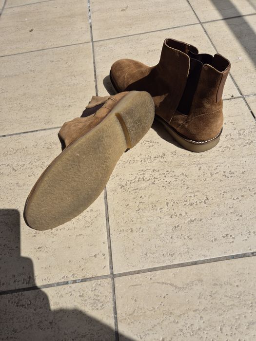 Ghete Chelsea bărbați, piele întoarsă camel/maro – Mărimea  42