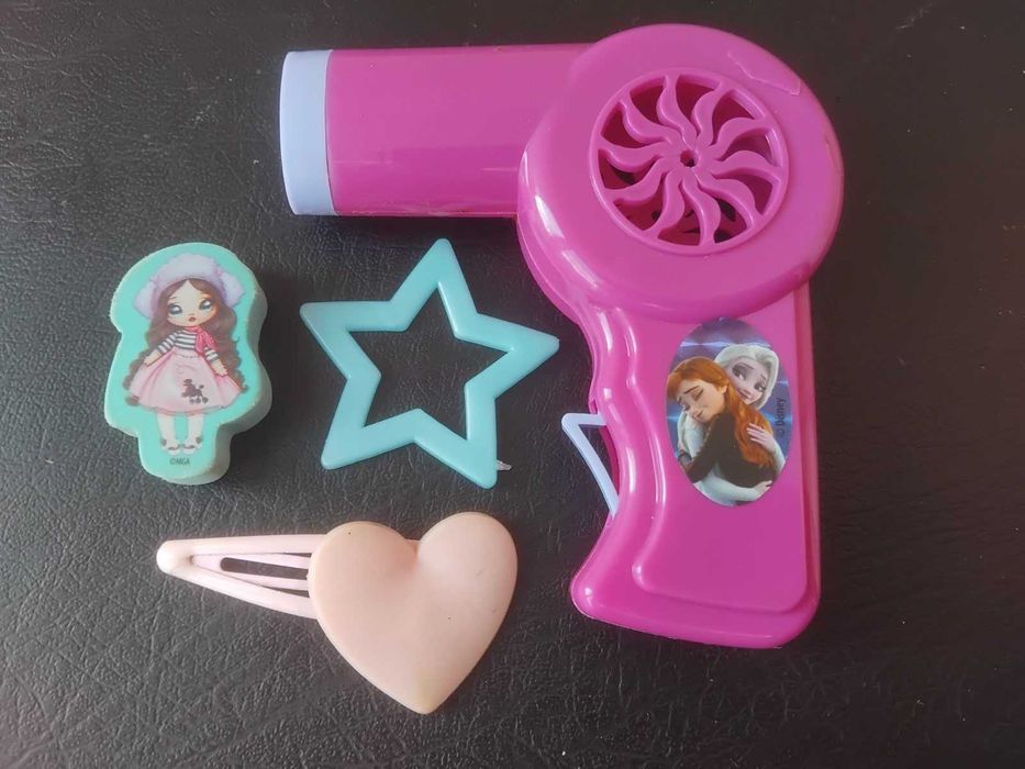 Комплект за момиченце -сешоар за кукли, фиба , шаблон звезда, гумичка