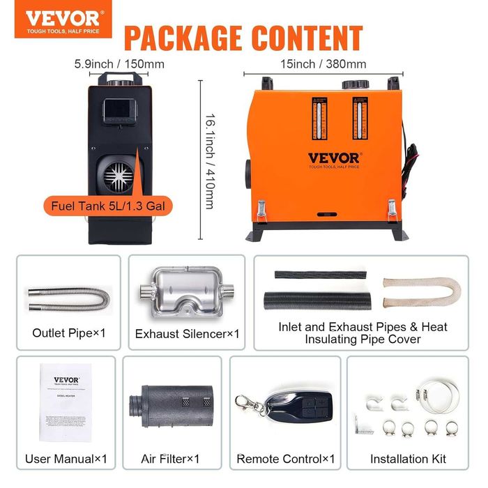 Incalzitor Diesel VEVOR 8KW Vertical -Webasto-Sirocou 12/24/220V(NOU)