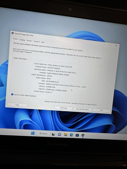 Laptop gaming Lenovo I5, 16GB ,Nvidia GTX funcționează foarte bine
