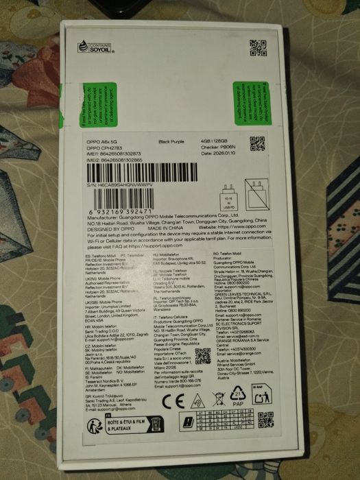 Oppo A6x 5g mov nou la cutie  4/128gb dual sim liber de retea desfacut cutia pt proba