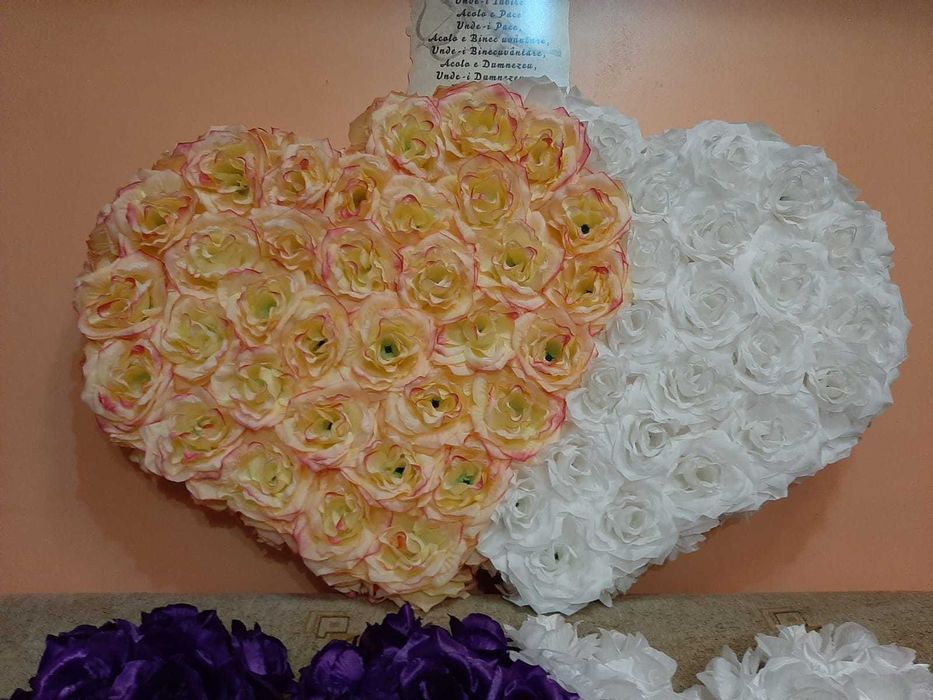 Ornamente/decoratiuni masini nunta  inimioara dubla si papion