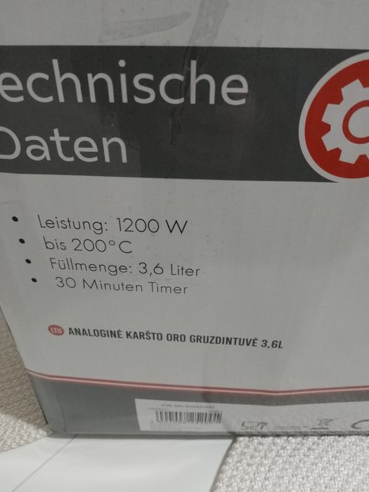 Еър  фрайър Air fryer фритюрник с горещ въздух  3,6 литра 1200 W