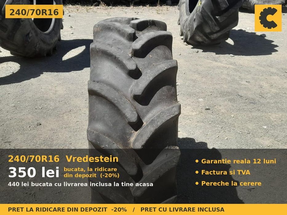 Anvelope Cauciucuri 240/70R16 240/70 R16 240/70-16 2407016 Vredestein Tractor Punte Fata Utilaje Agricole SH Second Hand GARANTIE Garantie 1 An