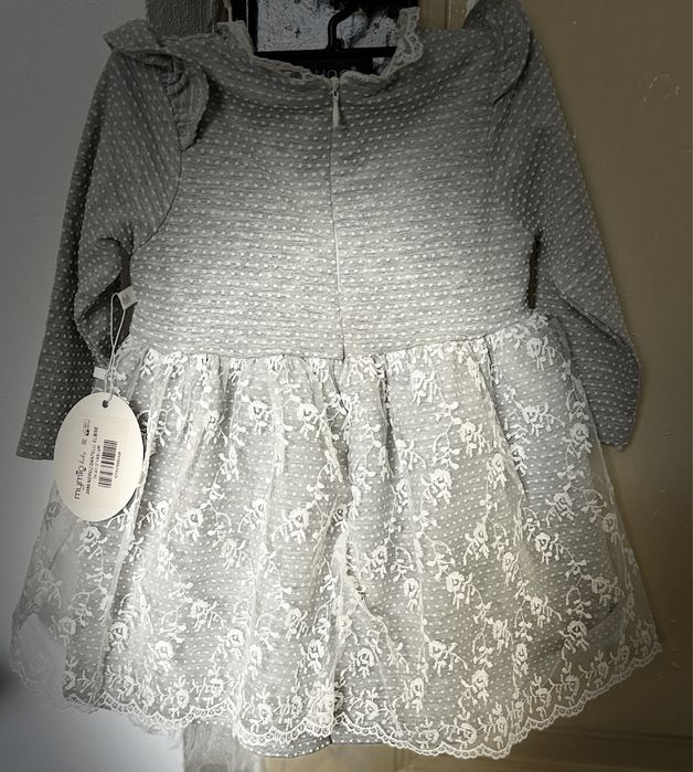 Rochie gri cu fustă din tul pentru fetiță MYMIO baby