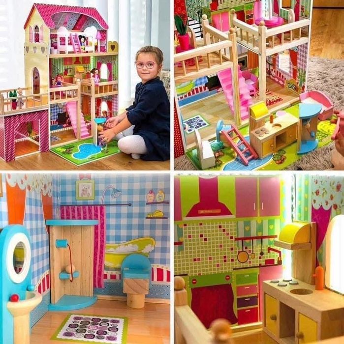 Страхотна къща за кукли с лед осветление Внос Амазпн