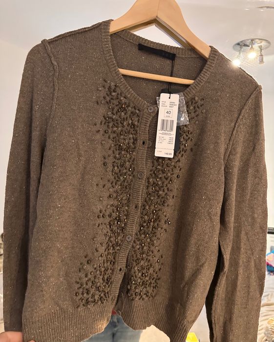 Cardigan superb aplicatie deosebita L nou eticheta