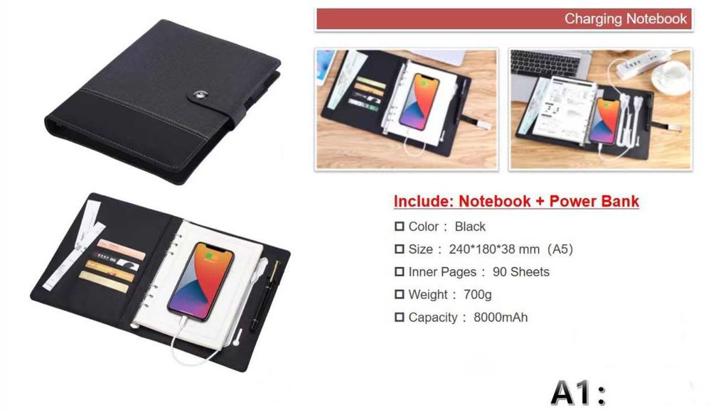 Блокнот с Powerbank Зарядкой на Iphone и Samsung