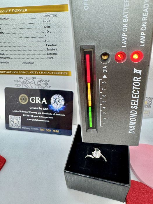 Сребърен пръстен с мойсанит (диамант) 1 катат