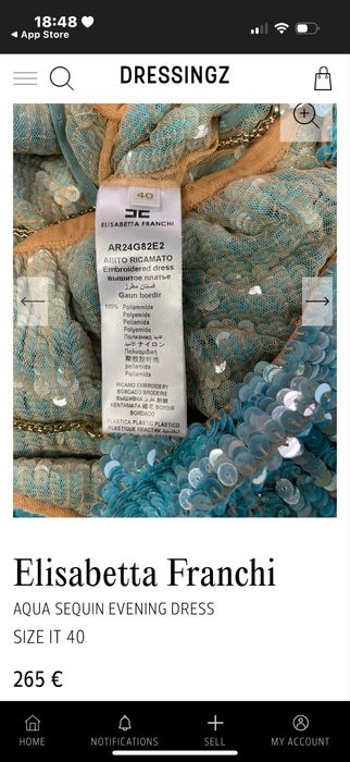 Elisabetta Franchi aqua sequin evening dress