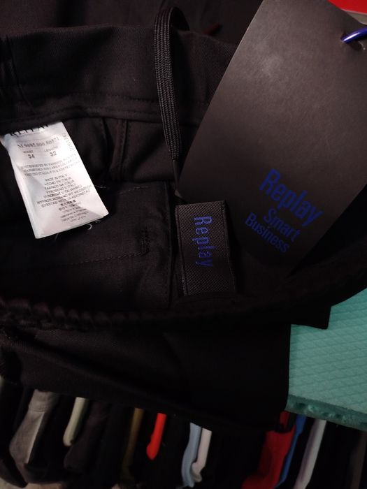 Оригинален панталон REPLAY W33 W34 нов мъжки долнище черен