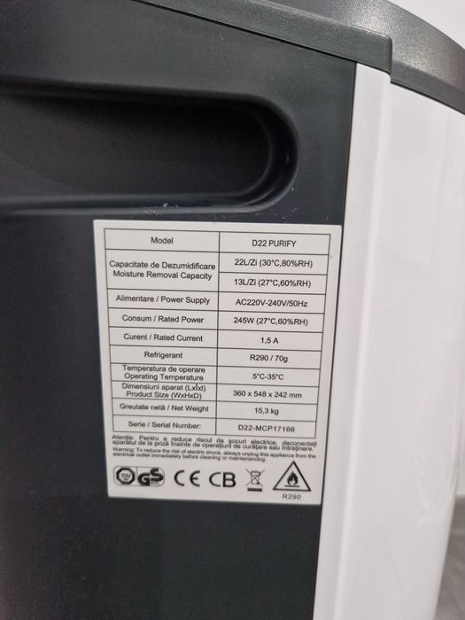 Dezumidificator Aleco D22 Purify