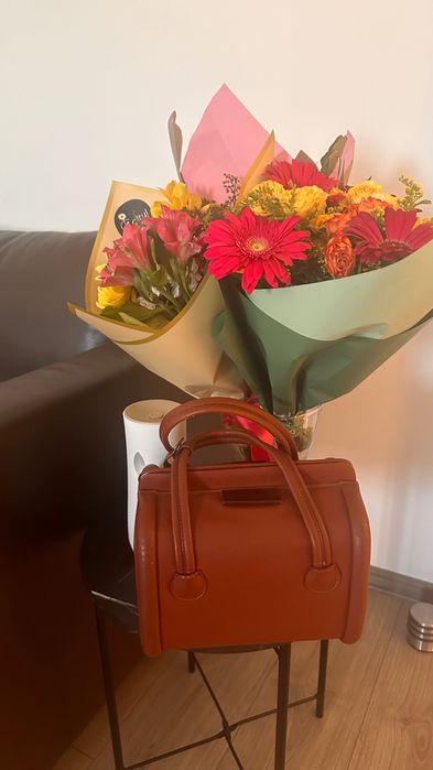 Poșetă imitație piele maro