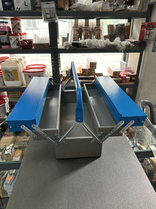 Метален разтегателен куфар за инструменти три реда 5 отделения