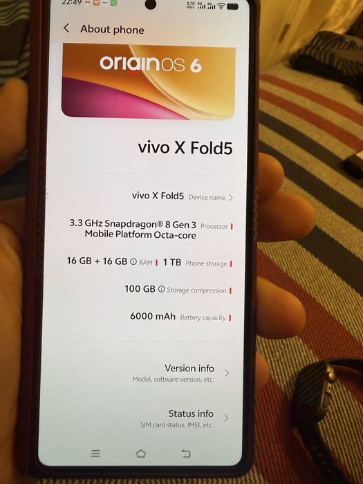 Vivo X Fold 5 – Flagship Foldable 1TB stocare, cameră ZEISS, baterie 6000 mAh