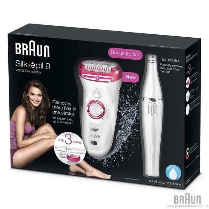 Новый Эпилятор Braun Silk-epil 9-538 Бесплатная доставка