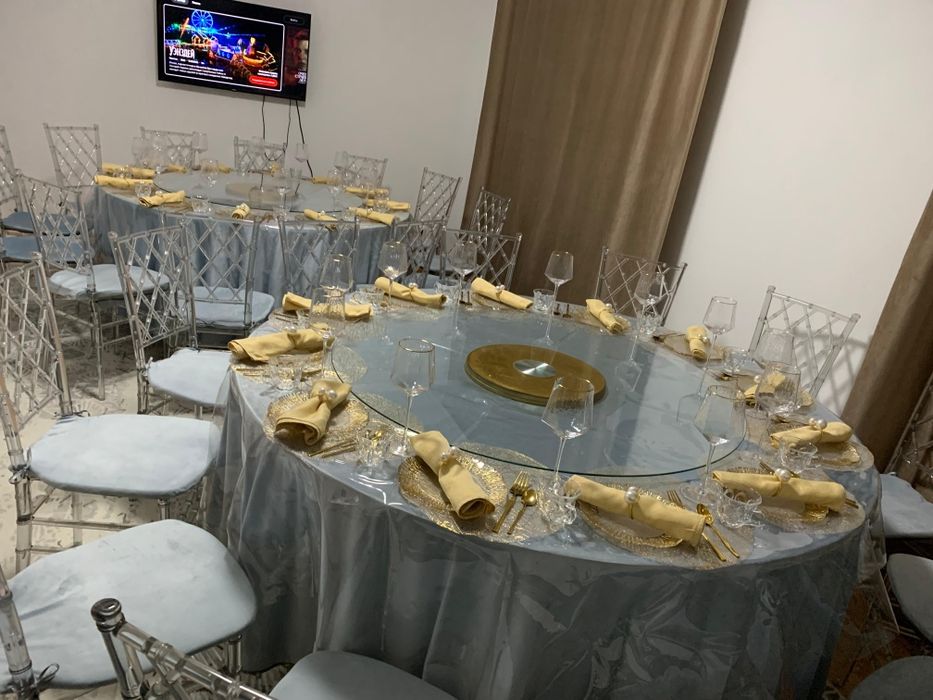 Аренда стола и стульев, посуда.