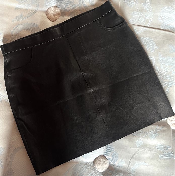 Zadig & Voltaire Deluxe, fustă neagră, 100% piele foarte fină de miel