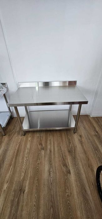 Masa de lucru cu etajera, raft inox 1.2m si 1.5m -TRANSPORT GRATUIT