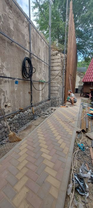 Габионы, подпорная стены, заборы,