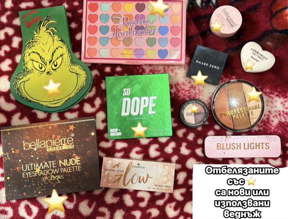 Голям лот сенки палитри и гримове - Bellapierre Makeup revolution и др