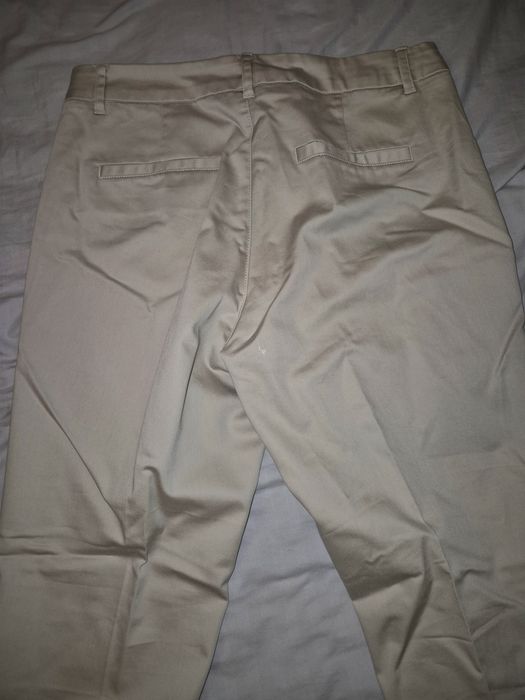 Pantaloni lungi crem , elegant-casual, material ușor elastic