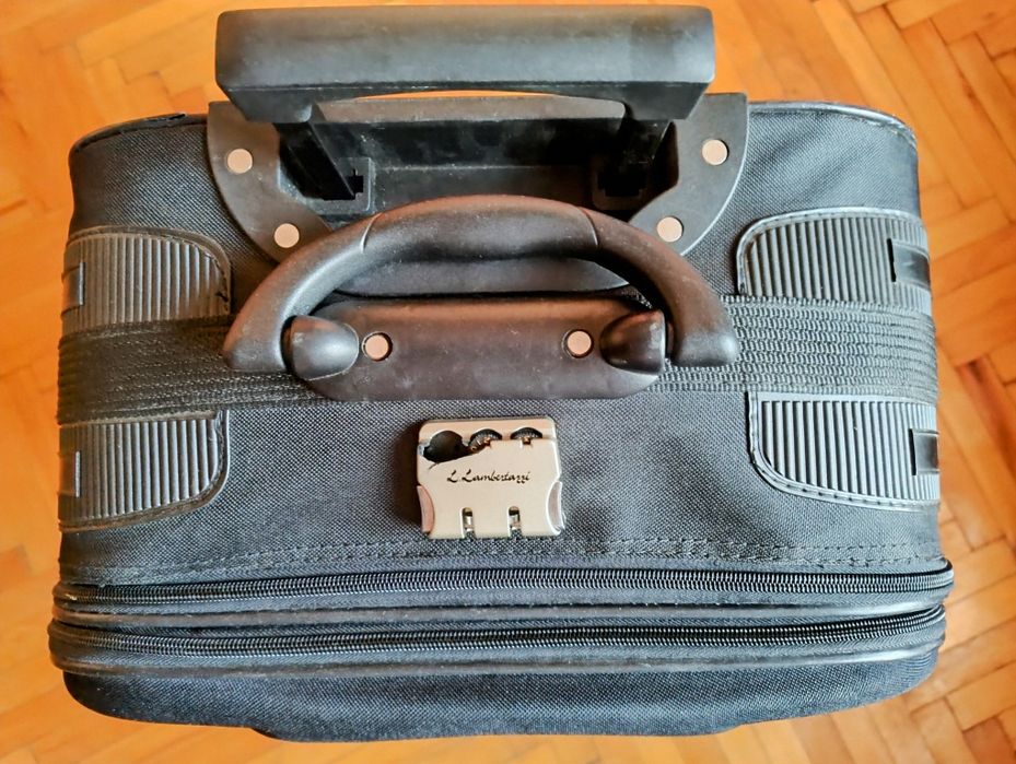 Запазен мек, платнен куфар 65/40/33 см, с разширител, черен, 2 колела