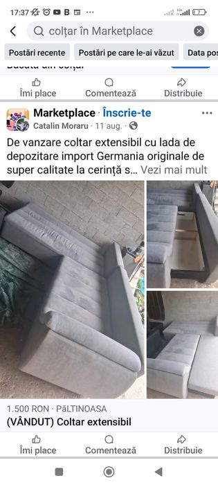 Colțar extensibil cu ladă de depozitare made in Germany
