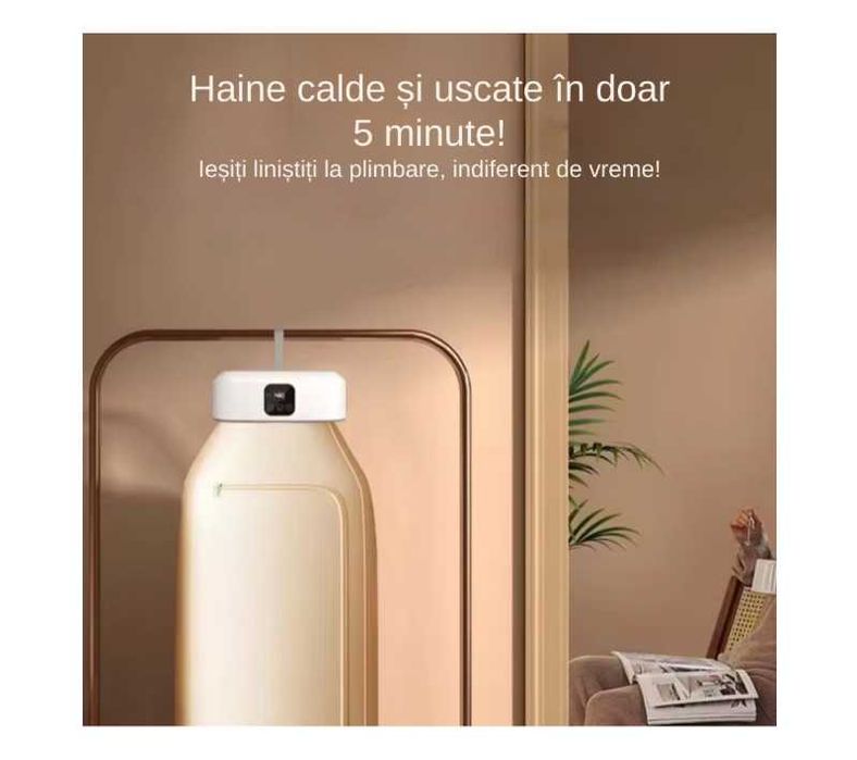 Uscator de rufe electric, pliabil cu sterilizare UV, ecran tactil