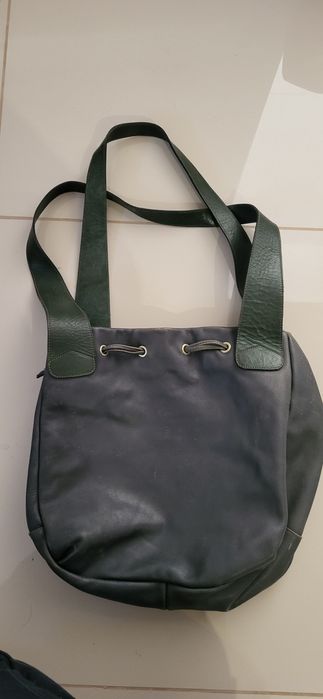 Geanta piele naturala vintage, verde