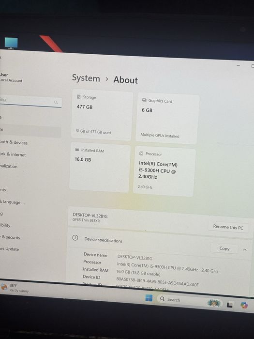 Msi Gaming• i5-9300H• Rtx 2060• 15,6” -120Hz• 16gb ram• SSD 512