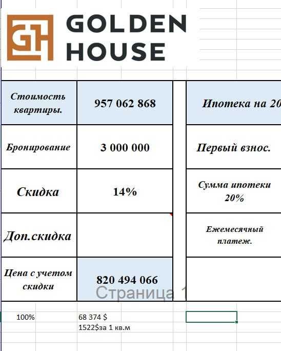 Продается своя Квартира в ЖК Golden House ниже рыночной стоимости